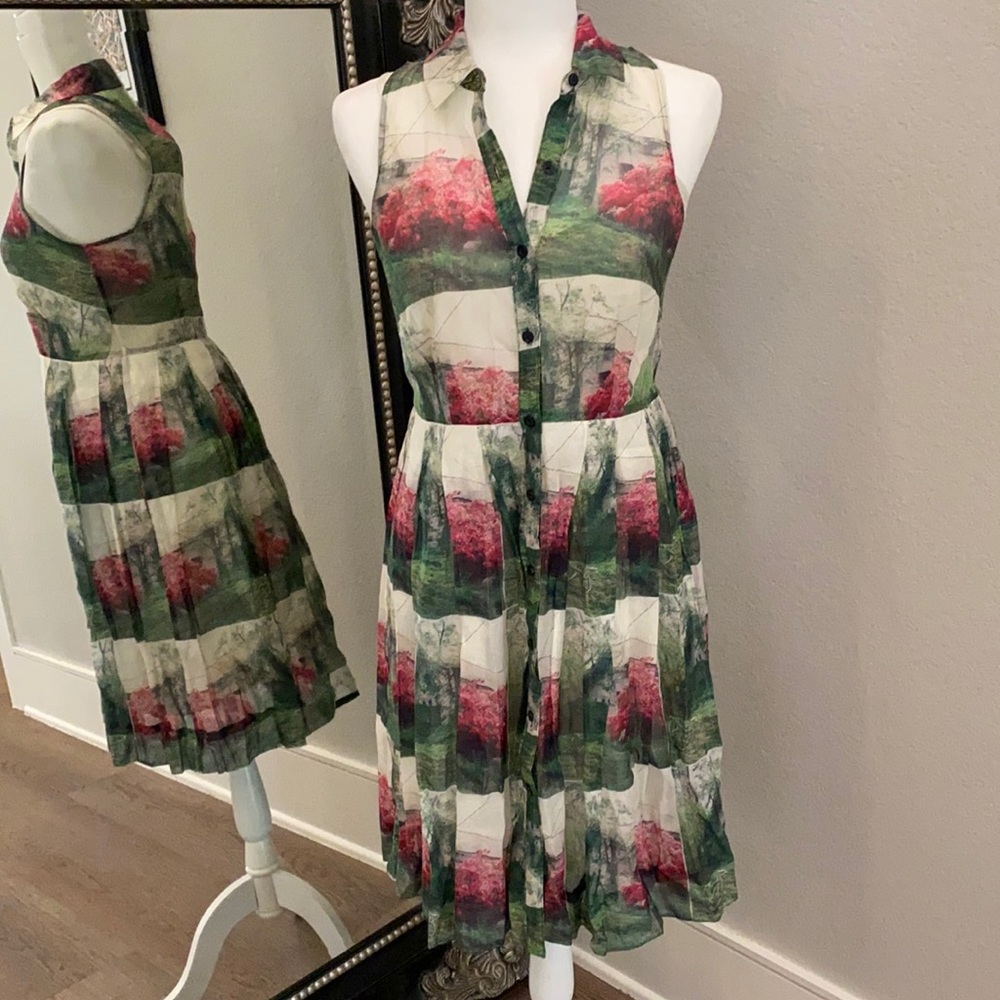 Anthropologie Sarah Ball Photo Midi Dress Small